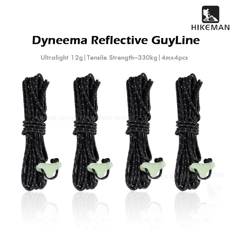 Outdoor Camping Guy - HIKEMAN ชุดเชือกยึดเต็นท์ Dyneema 4 ชิ้น แบบสะท้อนแสง