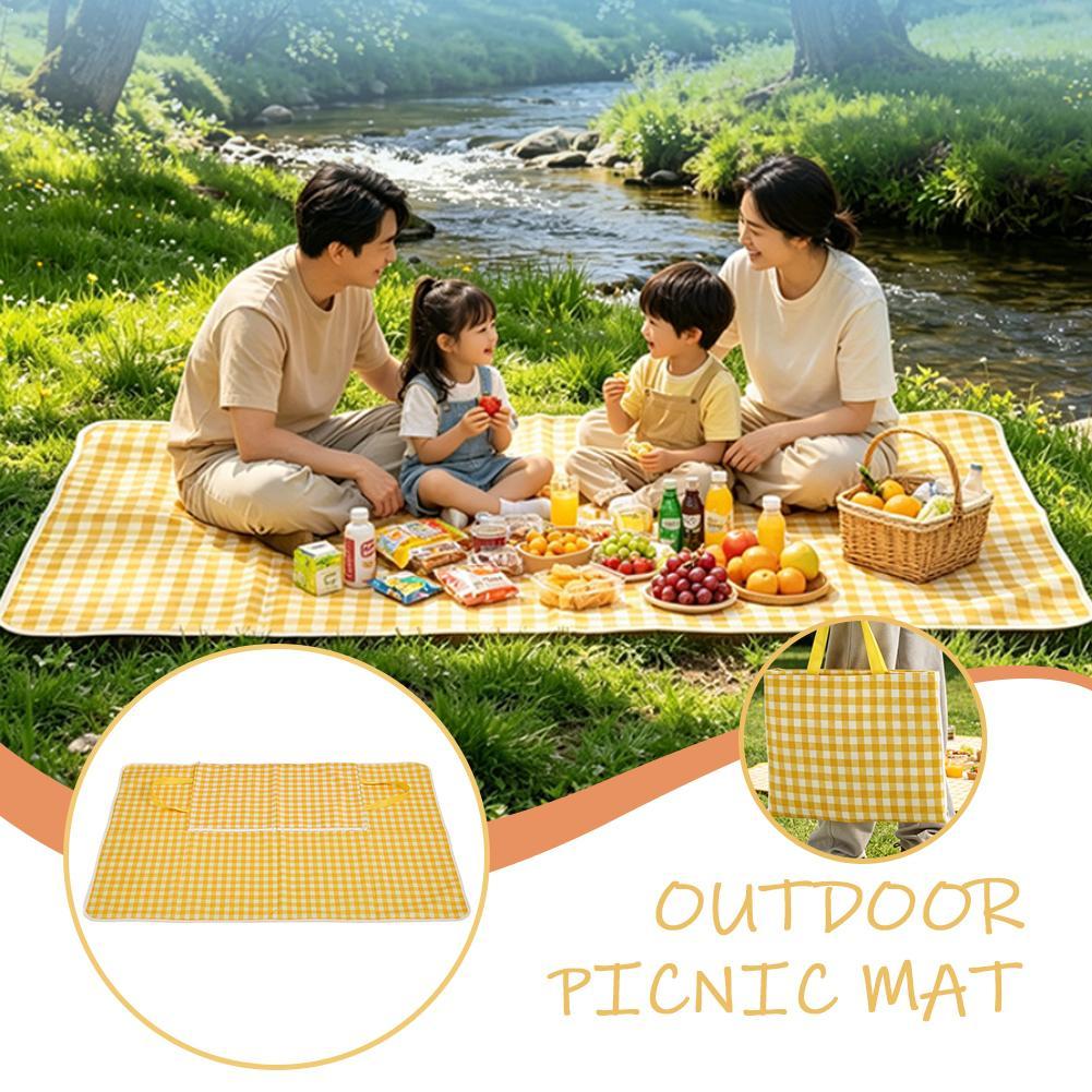 Outdoor Camping Mat Waterproof - เสื่อปิกนิกกลางแจ้ง ผ้าห่มกันน้ำสำหรับตั้งแคมป์ชายหาด พับเก็บได้ กันความชื้น พกพาสะดวก ใช้ปูสนามหญ้า