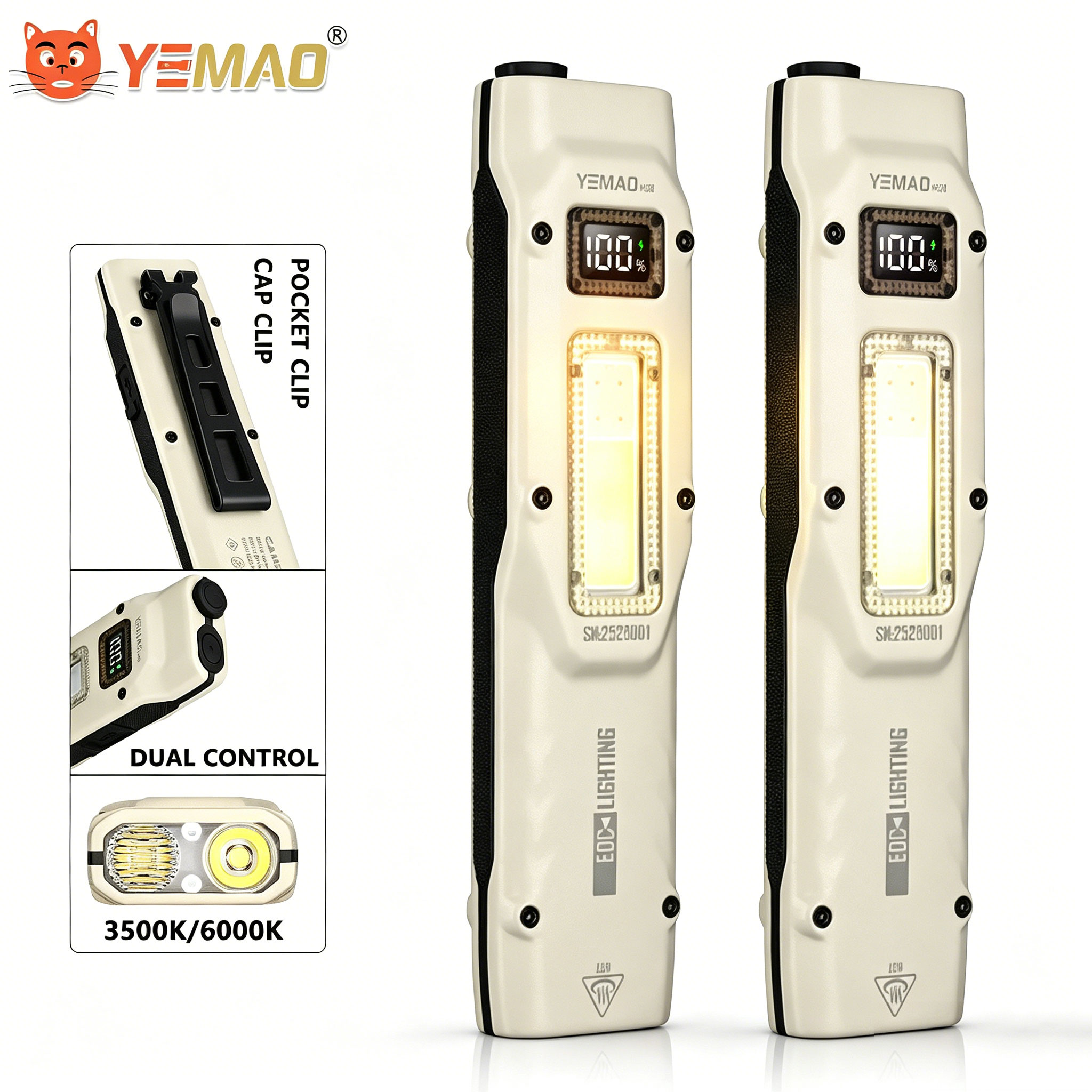 Outdoor Camping Lights - แบบพกพา 880LM YEMAO M28 Ultra-thin ยุทธวิธีทํางานไฟฉาย