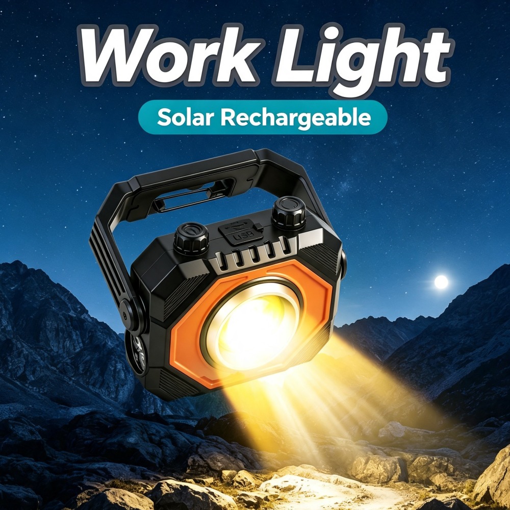 Outdoor Camping Lights - ไฟฉายทำงาน COB อเนกประสงค์รุ่นใหม่ ชาร์จไฟได้สองแบบ ทั้งพลังงานแสงอาทิตย์และ USB