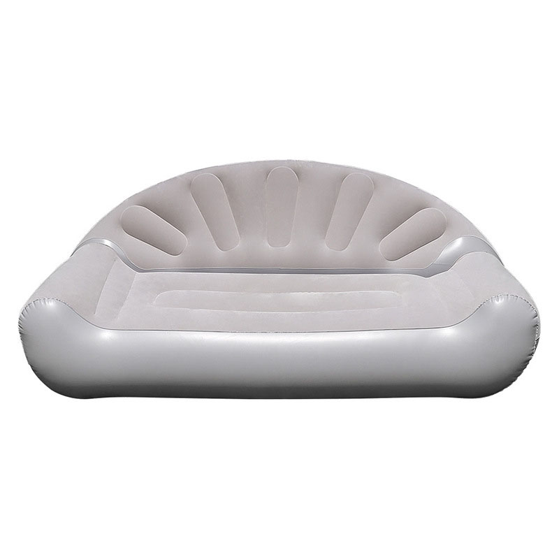 Outdoor Camping Fans - โซฟาเป่าลมรูปพัดลมสำหรับ 2 คน โซฟาเป่าลมแบบมีขนปุยสำหรับใช้งานกลางแจ้ง เก้าอี้พักผ่อนเป่าลมสำหรับตั้งแคมป์ ริมสระน้ำ