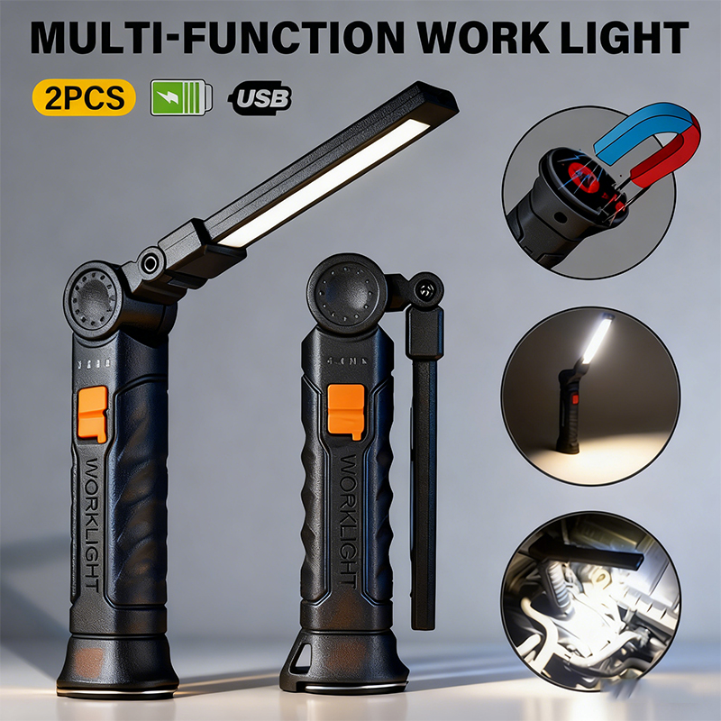 Outdoor Camping Lights - ไฟฉาย LED แบบพกพา COB ชาร์จไฟผ่าน USB