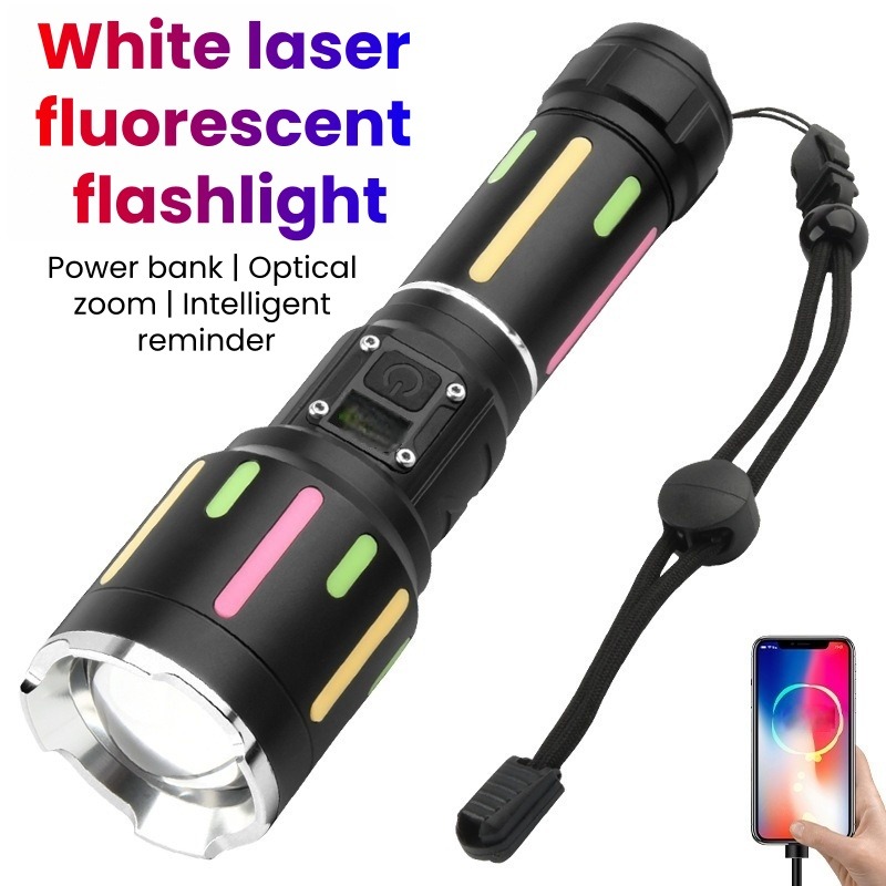 Outdoor Camping Lights - ไฟฉายเรืองแสงแสงสีขาวกำลังสูงแบบชาร์จไฟได้ซูมได้ระยะไกลไฟฉายสำหรับเดินป่ากลางแจ้งแคมป์ปิ้งไฟฉุกเฉิน