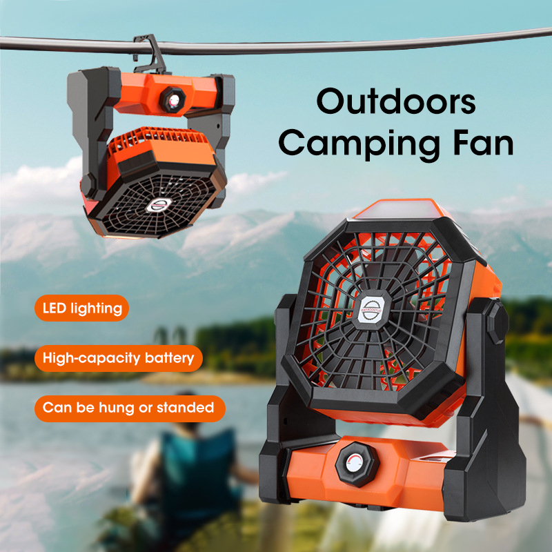 Outdoor Camping Fans - พัดลมตั้งแคมป์ขนาด 10000mAh พร้อมโคมไฟ LED แบบพกพาแบตเตอรี่ขับเคลื่อนพัดลมกลางแจ้งพัดลมแบบชาร์จไฟส่วนบุคคลสําหรับการเดินทางเดินป่า