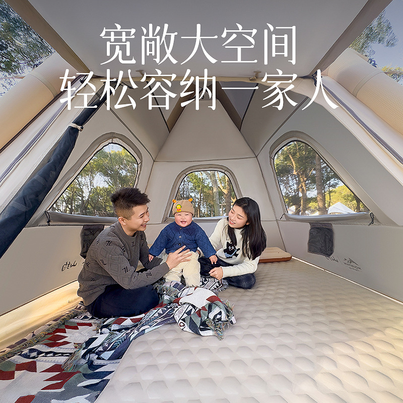 Outdoor Camping In Winter - เต็นท์แคมป์ปิ้งพองลมอัตโนมัติ หนา อุ่น กันฝนหนัก สำหรับตั้งแคมป์กลางแจ้งในฤดูหนาว ชุดอุปกรณ์แคมป์ปิ้งครบชุด
