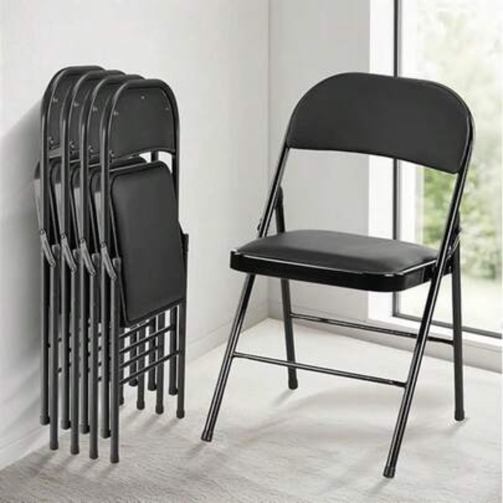 Outdoor Camping Chairs - เก้าอี้พับ 4 ตัว พร้อมเบาะหนัง เก้าอี้พับโครงโลหะแข็งแรง ทนทาน