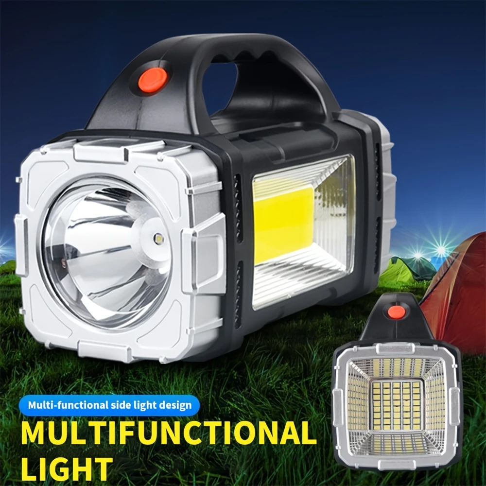 Outdoor Camping Lights - ไฟฉายแบบพกพาที่มีประสิทธิภาพแบบชาร์จไฟได้ผ่าน USB ไฟ LED พลังงานแสงอาทิตย์พร้อมไฟทำงานแบบ COB