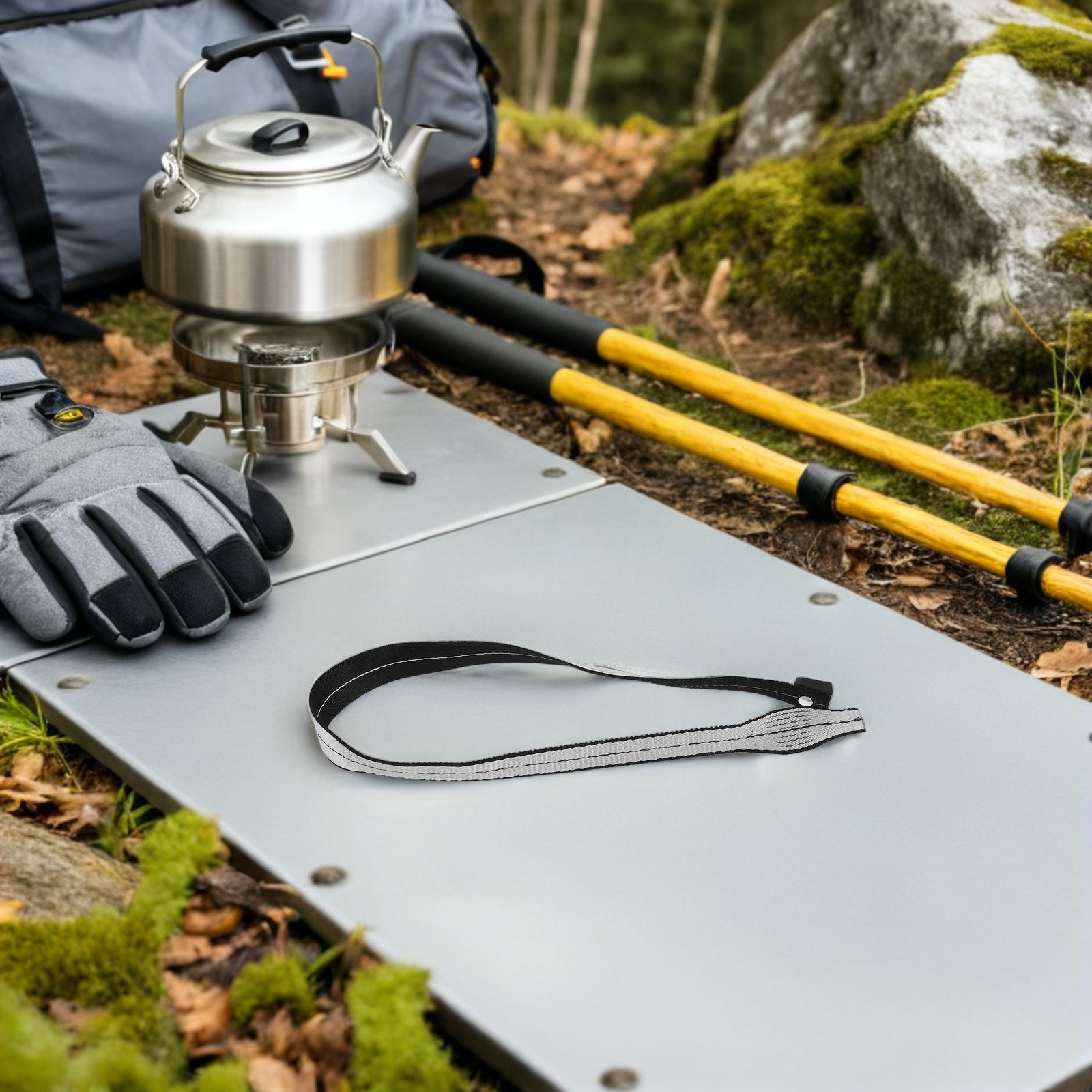 Trekking Poles - สายรัดข้อมือสำหรับไม้เท้าเดินป่าแบบสากล 2 ชิ้น สีดำ ป้องกันการลื่น ปรับได้