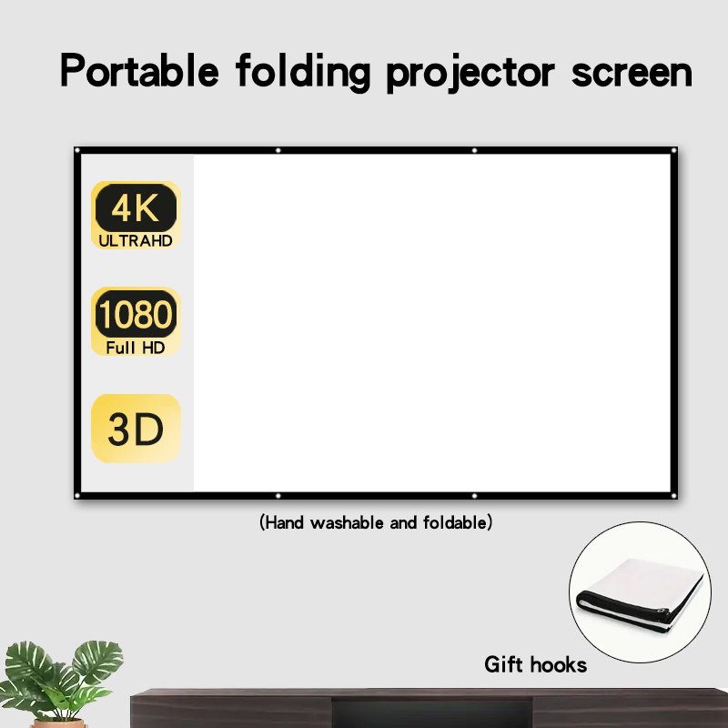 Outdoor Camping Movies - หน้าจออ่อนฉายภาพติดผนังแบบเรียบง่ายหน้าจอภาพยนตร์บันเทิงกลางแจ้งแบบพับได้ความละเอียดสูงล้างทําความสะอาดได้ 16:9
