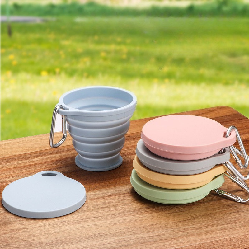 Outdoor Camping Food - 1 ชิ้น แก้วน้ำพับได้ ซิลิโคนเกรดอาหาร แบบพกพา สำหรับเดินทาง