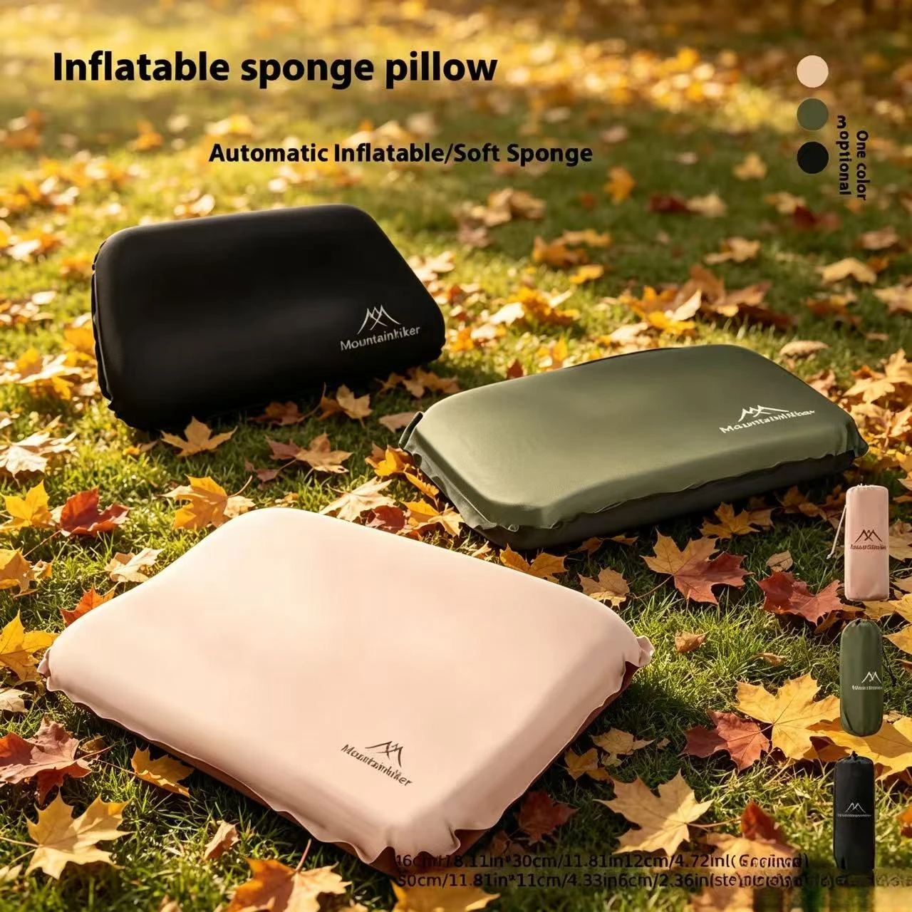Camping Quiet - หมอนเป่าลมอัตโนมัติรุ่นใหม่ของ Mountainhiker สะดวกสบาย เงียบ หมอนผ้าฝ้ายยืดหยุ่นสูง สำหรับการตั้งแคมป์และการเดินทางกลางแจ้ง