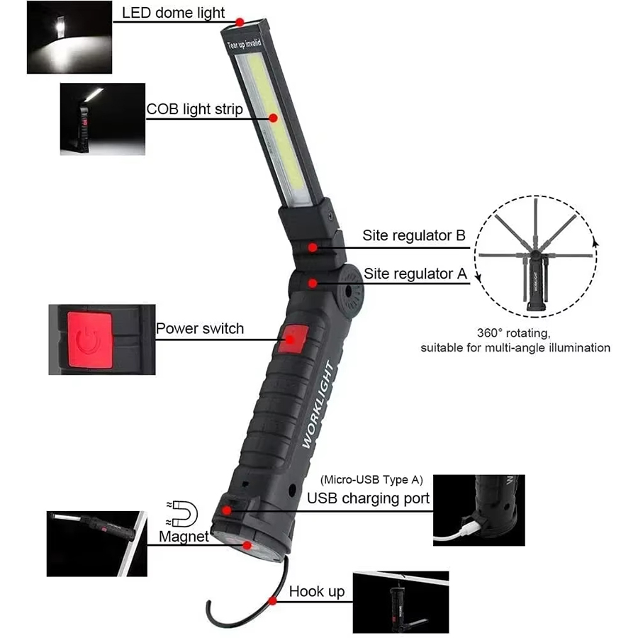 ไฟฉาย LED แบบพกพาพร้อมตะขอแม่เ - Outdoor Camping Lights บทวิจารณ์และราคา