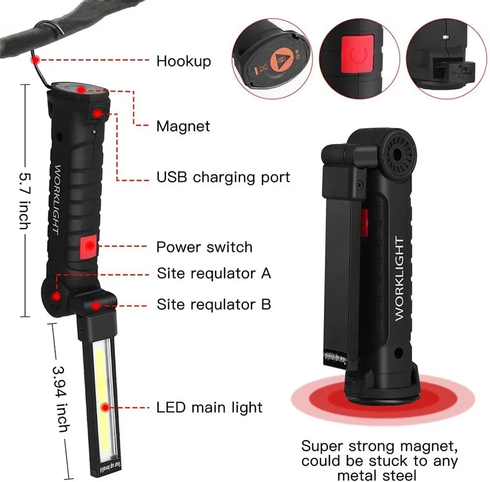 แบบพกพา COB ไฟฉาย LED USB ชาร์ - Outdoor Camping Lights บทวิจารณ์และราคา