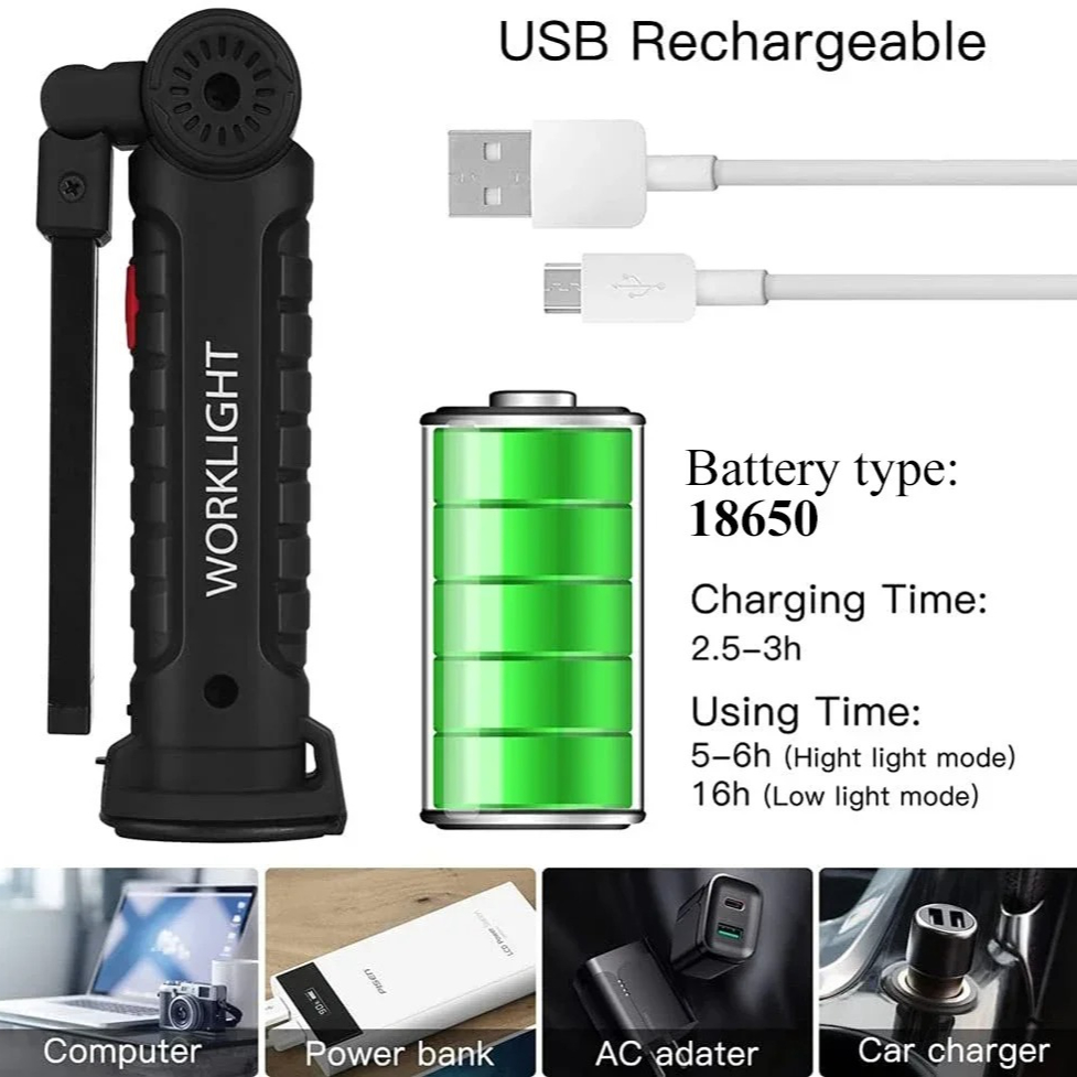 แบบพกพา COB ไฟฉาย LED USB ชาร์ - Outdoor Camping Lights บทวิจารณ์และราคา