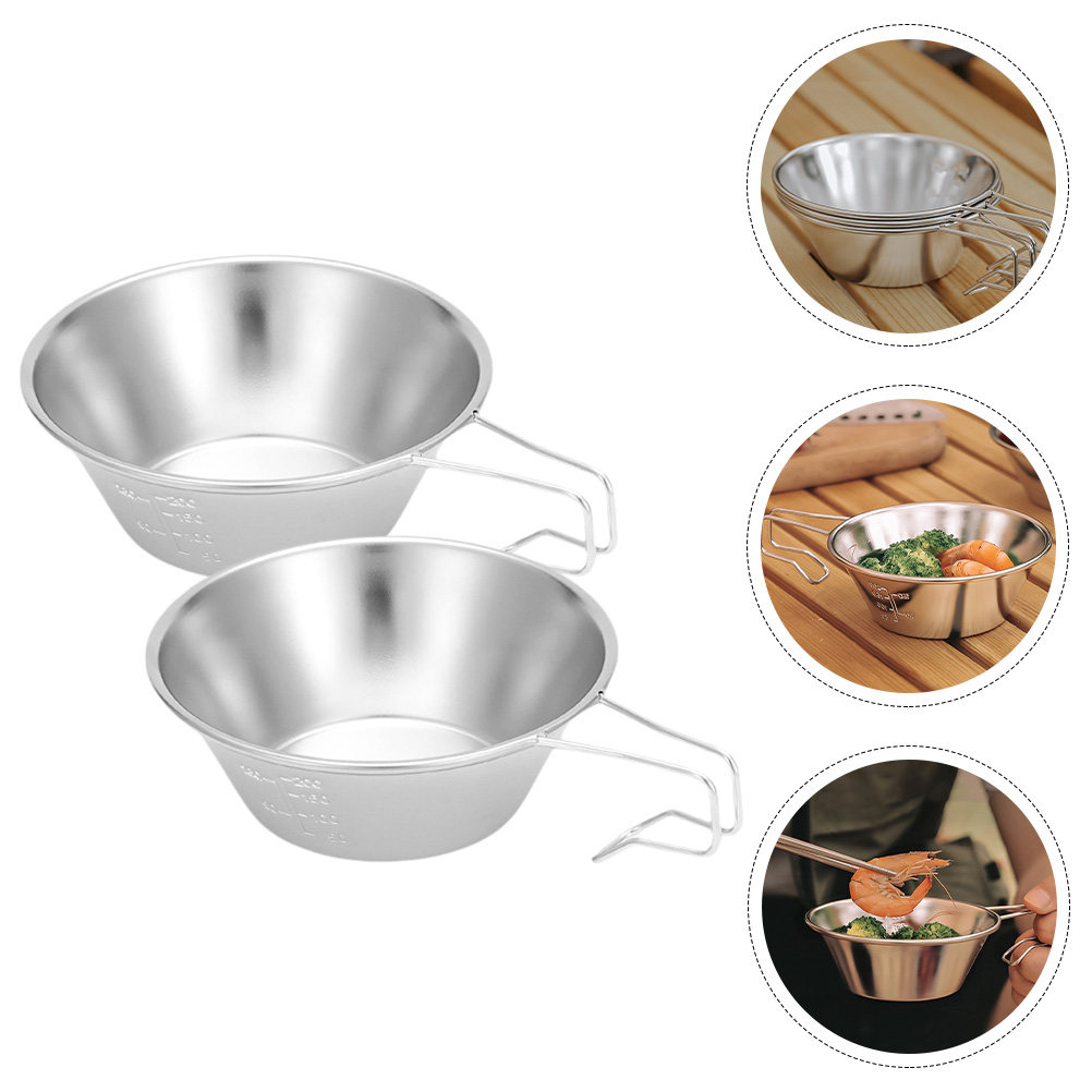 2 ชิ้น ชามสแตนเลสสำหรับตั้งแคม - Outdoor Camping Food บทวิจารณ์และราคา