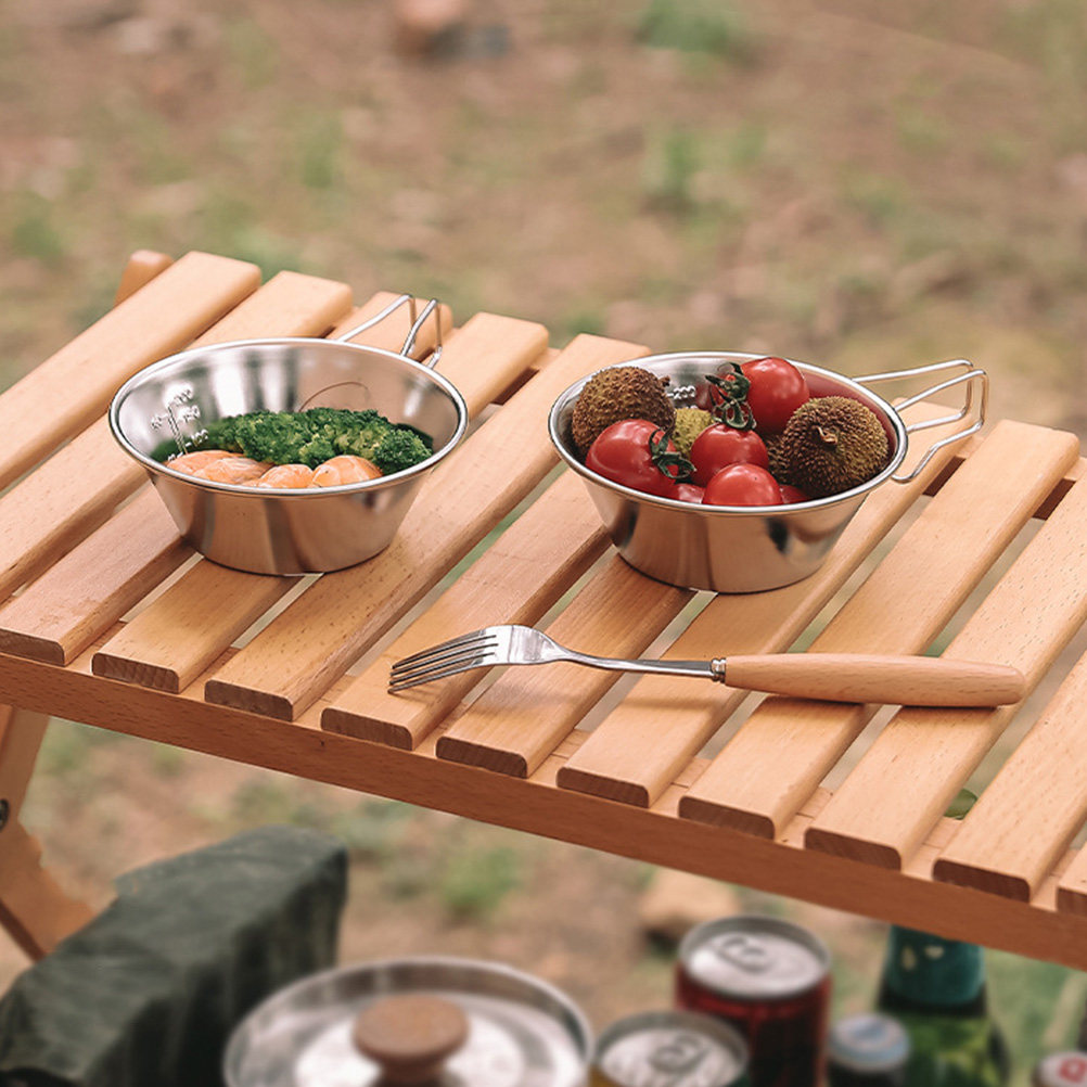 2 ชิ้น ชามสแตนเลสสำหรับตั้งแคม - Outdoor Camping Food บทวิจารณ์และราคา