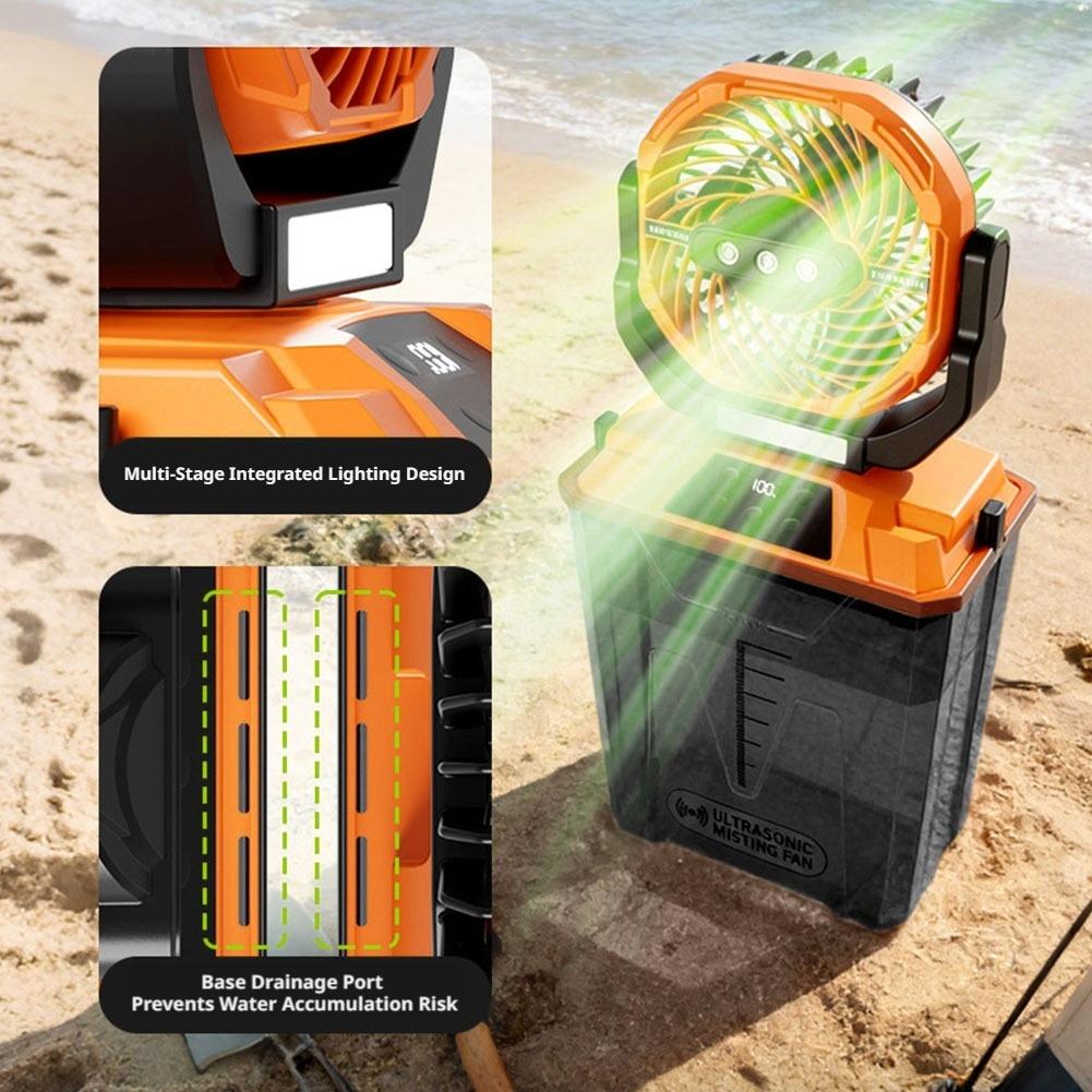 พัดลมพ่นละอองน้ำแบบพกพาสำหรับต - Outdoor Camping Fans บทวิจารณ์และราคา