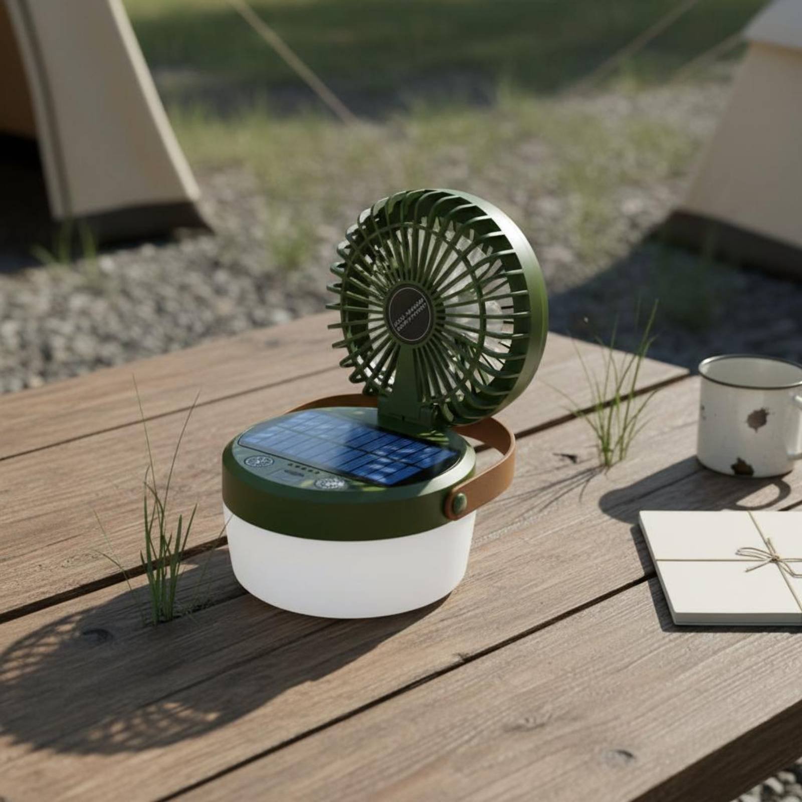 โคมไฟพัดลมพลังงานแสงอาทิตย์แบบ - Outdoor Camping Fans บทวิจารณ์และราคา