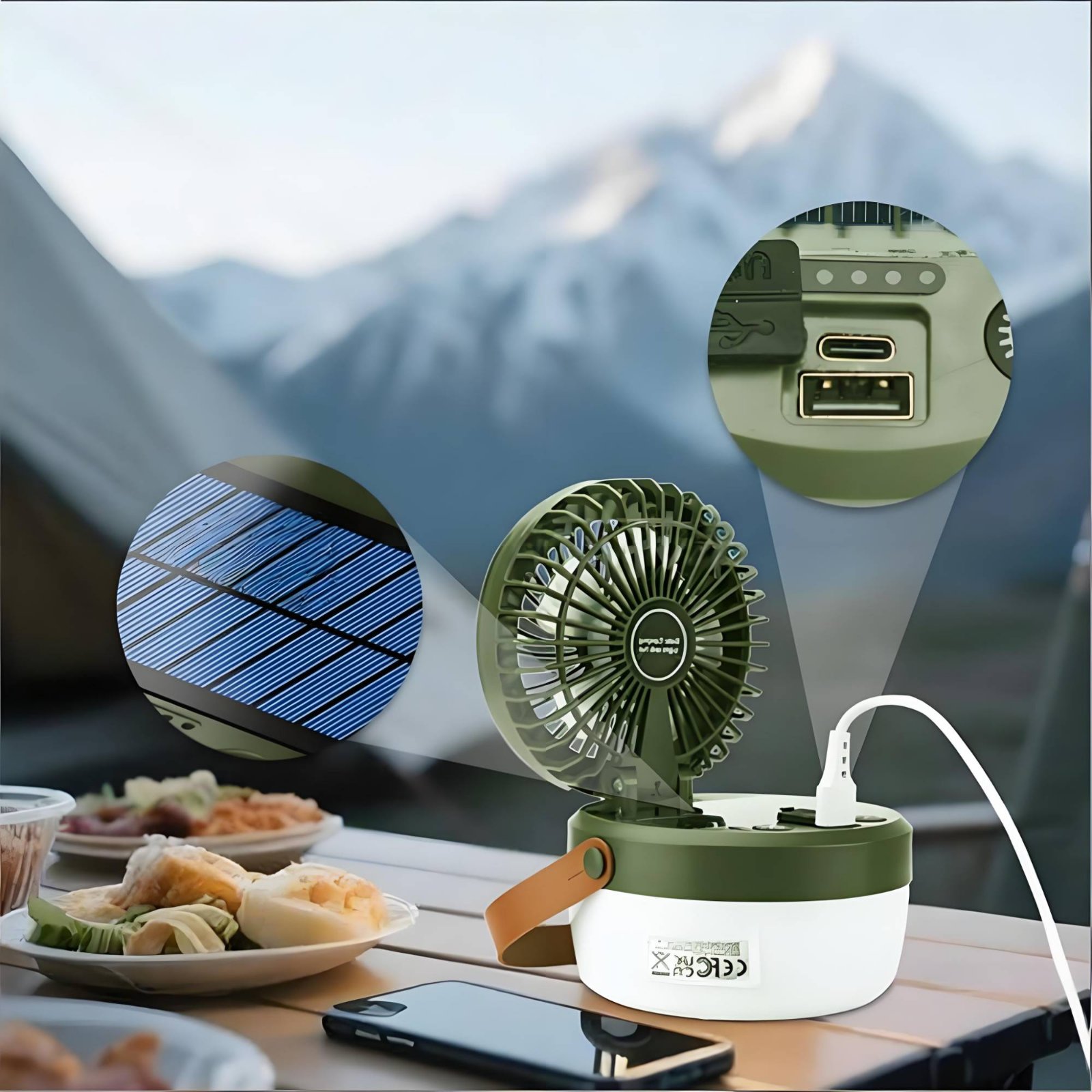 โคมไฟพัดลมพลังงานแสงอาทิตย์แบบ - Outdoor Camping Fans บทวิจารณ์และราคา