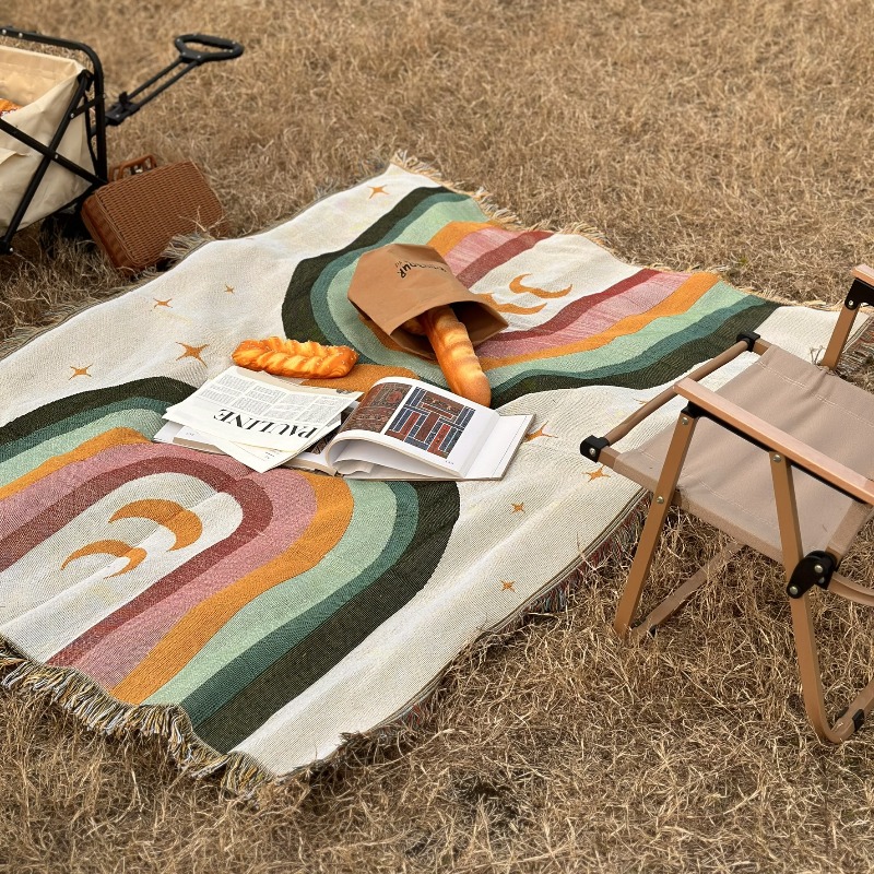 ผ้าห่มลายทางสีรุ้งนุ่มพิเศษหนา - Outdoor Camping Decor Ideas บทวิจารณ์และราคา
