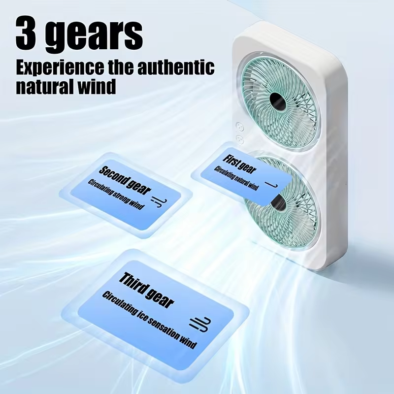 พัดลม USB แบบสองหัว ใบพัดหมุนไ - Outdoor Camping Fans บทวิจารณ์และราคา